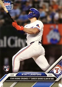 2024 Topps Now #330 Wyatt Langford RC primera carrera Grand Slam 22.06.2024 Rangers - Imagen 1 de 10