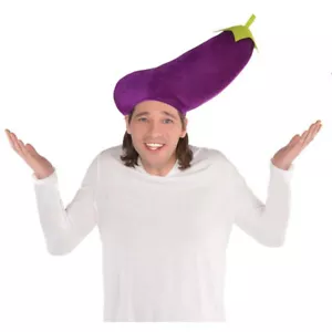 AUBERGINENFÖRMIGER PLÜSCHHUT ~ Halloween Kostüm Geburtstag Party Zubehör Gastgeschenk Emoji - Bild 1 von 1