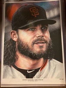 2019 Topps Living Set #140 Brandon Crawford Fine Art Print 10x14 Mayumi Seto /37 - Picture 1 of 1