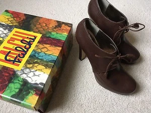 STYLISH New in Box Falchi Brown Leather High Heel Lace Up Lauren Shoes - 9.5 - Picture 1 of 10