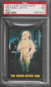 1964 OUTER LIMITS CARD #2 - A & BC ENGLAND - PSA 7 - THE RADIO - ACTIVE MAN - Picture 1 of 2