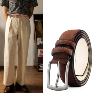 Adjustable Men's Suede Belt Leisure Pants Accessories Metal Buckle Belt Male - Picture 1 of 14