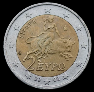VERY RARE GREECE Euro Coin - 2 Euro 2002. ES018 - Picture 1 of 4