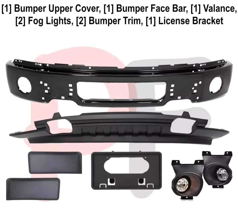 Kit de montaje de parachoques delantero pintable de acero y luces antiniebla para Ford F150 2009-2014 Foto 1 de 4