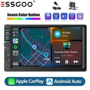 7" Car Stereo Double 2Din Touch Screen Radio Apple CarPlay USB Bluetooth+MIC&CAM - Picture 1 of 16