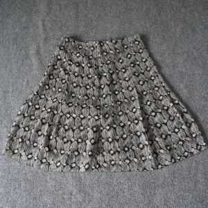 Sigrid Olsen Petite Skirt A Line Leaf Print Black Beige Womens Size 6 - Picture 1 of 11
