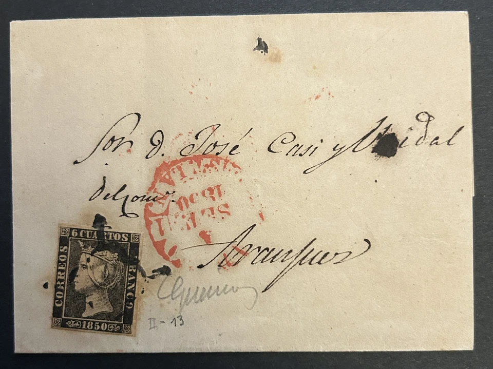 ENVOLTURA D416 ESPAÑA #1A. 6 CUARTOS 1850 ARANJUEZ A MADRID. Foto 1 de 1