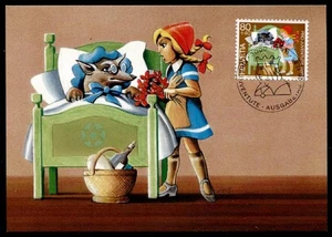 Brüder Grimm. Märchen: "Rotkäppchen". Maximumkarte. Schweiz 1985 - Bild 1 von 2