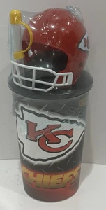 NFL Kansas City Chiefs Drinking Cup Plastic with Straw Football Sealed - Picture 1 of 15