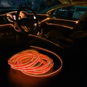 ˘Orange Car Decor Light Strip Car Lighting Auto LED EL Cold Lamp Modification - Picture 1 of 12