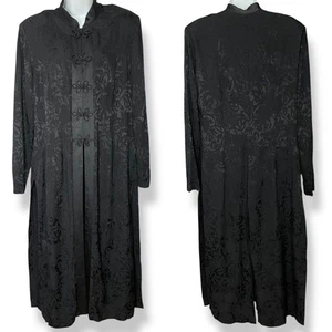 Vintage R&M Richards by Karen Kwong Jacket Long Mandarin Collar Black Slits - Picture 1 of 16