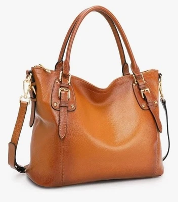 Bolso de hombro de cuero marrón guijarro Kattee Bolso de mano Cartera Bandolera Cartera  Foto 1 de 4