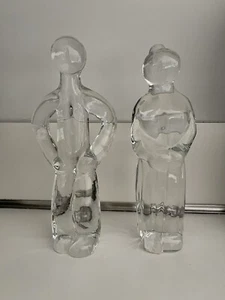Vintage Reijmyre Crystal Couple 8” Tall Swedish Art Glass Scandinavian Modern - Picture 1 of 3