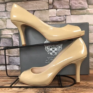 Vince Camuto Kiley Nude Patent Leather Open Peep Toe Courts Heels - UK 5 / EU 38 - Picture 1 of 24