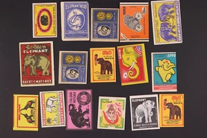 VINTAGE ALL ELEPHANT SAFETY MATCHBOX LABELS INDIA - Picture 1 of 2