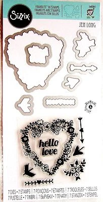 Juego de troqueles y estampillas Hello Love Sizzix con flores flechas de corazón ¡NUEVO! Foto 1 de 4