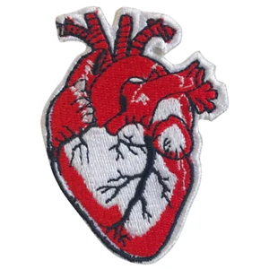 Parche bordado de hierro anatómico corazón rojo costura de rayos X - Imagen 1 de 2