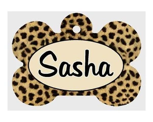 Targhetta personalizzata PET ID TAGS personalizzata tema LEOPARDO qualsiasi nome targhetta cane stampata 2 lati - Foto 1 di 4