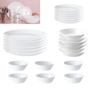 White Plates Bowls Crockery Dinner Set Dinnerware Tableware 8 16 24Pc Mi/Di SAFE - Picture 1 of 17