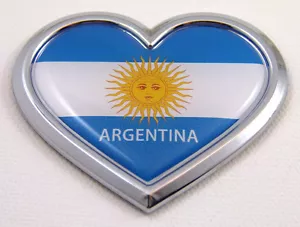 Argentina HEART Flag Chrome Emblem Car Decal Sticker 3D Badge Bumper - Imagen 1 de 1