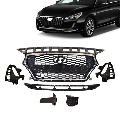 Fits 2018-2020 Hyundai Elantra GT Front Upper Lower Grille With Foglight Covers Foto 1 de 4