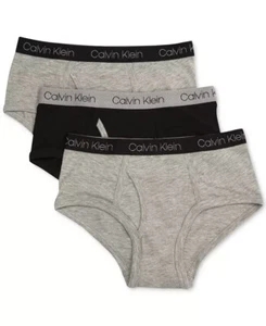 Calvin Klein HEATHER GREY Little Boys & Big Boys 3-Pk. Cotton Briefs, US X-Small - Picture 1 of 2