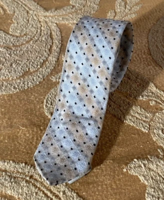 Винтажный узкий галстук 60-х годов 1960-х годов белое золото серебро клетчатый пунктирный мод Mad Men галстук - Изображение 1 из 4