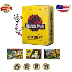 Jurassic Park Welcome Kit: Metal Box, Tickets & Dino Souvenirs for Collectors - Picture 1 of 11
