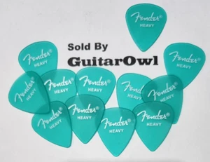 FENDER HEAVY 351 GUITAR PICKS CALIFORNIA CLEAR SURF GREEN 12 Picks DISCONTINUED - Picture 1 of 1