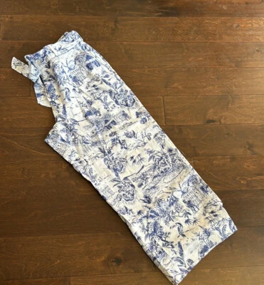 Pantalones de lino Joie para mujer azul blanco tropical nuevos talla M palmeras florales pájaros Foto 1 de 4