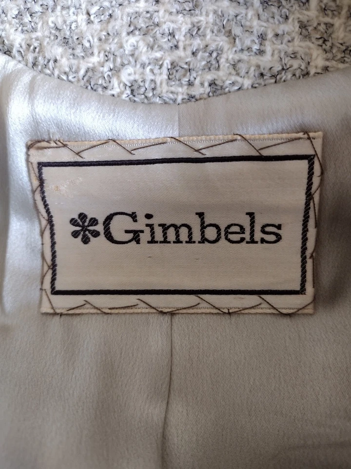 Abrigo de lana Gimbels Pacific tela años 50 con cuello de piel extraíble M-XL Foto 1 de 4