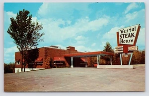 c1960s~Binghamton New York NY~Vestal Steak House~LARGE SIGN~US 17~VGG Postkarte - Bild 1 von 2