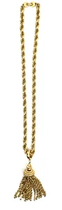 Vintage Monet Necklace Damita Tassel Gold Tone Thick Chain Chunky 1960's Signed - Picture 1 of 7