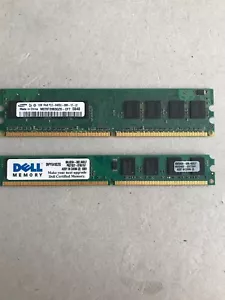 3 GB RAM (1) 2GB Dell SNPYG410C, (1) 1 GB Samsung 1Rx8 PC2-6400U-666-12-ZZ - Picture 1 of 3