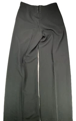 Calça social feminina Tahari perna larga elástica casual com cadarço preta tamanho 8 nova com etiquetas - Imagem 1 de 4