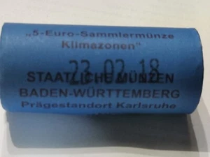 ROLLE 25 x 5 EURO 2018 G Karlsruhe SUBTROPISCHE ZONE sehr selten SICHTROLLE ! - Bild 1 von 3