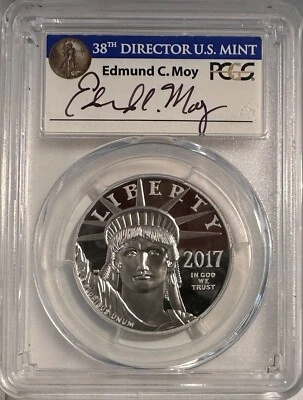 2017-W 1 oz Platinum Eagle PR-70 PCGS (First Strike Moy signed) - Image 1 of 2