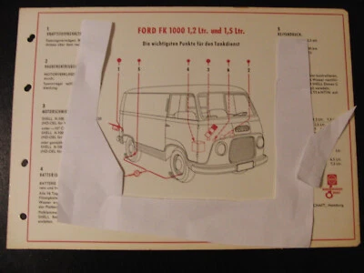 Shell Schmierplan Ford FK 1000 1,2 1,5 Ltr.  Schmieranweisung Serviceplan 1959 - Bild 1 von 2
