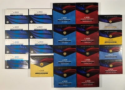 2018 - 2024 S 50 Coin COMPLTE (to date) Proof & Reverse Pr Innovation Dollar Set - Image 1 of 4