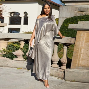 Abito lungo donna sera festa Dubai Abaya bodycon abito mantello scialli abbigliamento - Foto 1 di 27