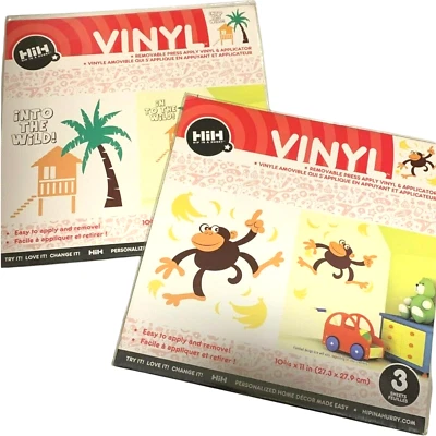 Hip in a Hurry 乙烯基 猴子 棕榈树 野生 可拆卸 墙贴花 批量 2 件 HIH — 第 1/4 张图片