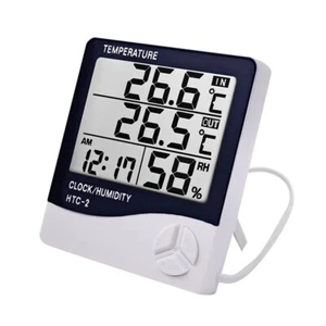 LCD Digital Thermometer Hygrometer Indoor Outdoor Weather Station Clock HTC-2 UK - Picture 1 of 4