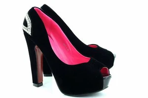 Sexy Damen Wildleder Open Toe Abend Party High Heel - Bild 1 von 6