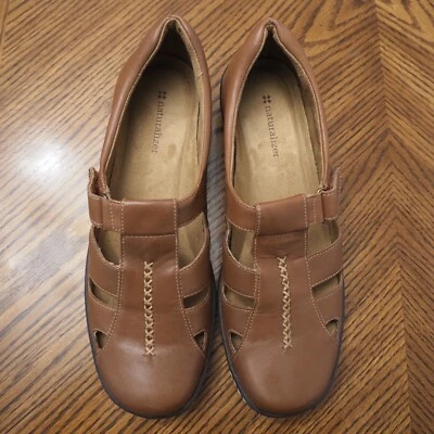 NATURALIZER Brown Leather Low Heel Wedge Mary Jane Comfort Shoes Size 9M - Image 1 of 4
