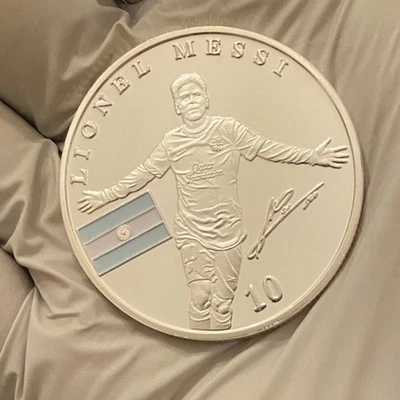Moneda de fútbol de recuerdo enchapada en plata Lionel Messi Barcelona Argentina 1,5" Foto 1 de 4