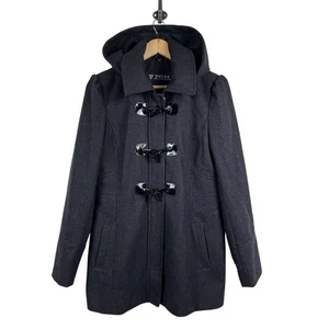 GUESS Womens Dark Grey Lined Peacoat w/ Removable Hood Sz Large - Picture 1 of 9