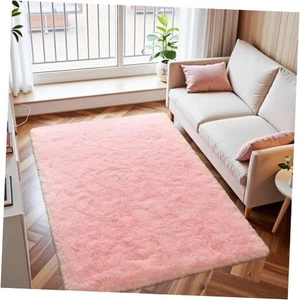 Light Pink Rugs for Bedroom Girls, 3x5 Shag Rug Fluffy Area Rugs with Non-Slip  - Picture 1 of 7