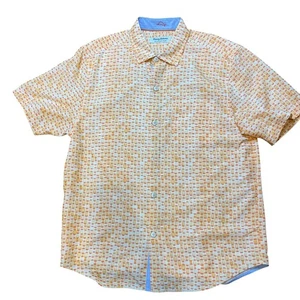Camisa Tommy Bahama The Coconut Point Para Hombres Mediana Naranja Manga Corta Abotonada - Imagen 1 de 4
