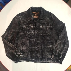 Rock Revival Denim Jacket Mens Black Jean Trucker Coat Button Up Luciano XXL 2XL - Picture 1 of 8