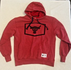 Under Armour Project Rock Hoodie Mens Medium Red Sweatshirt Bull Warm Up - Picture 1 of 6